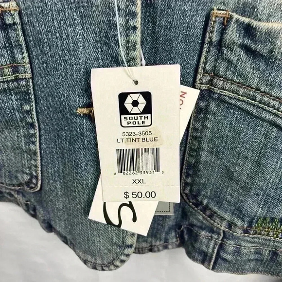 South Pole Denim Jacket Juniors XXL Blue Bleached Y2K NEW - Picture 2 of 8